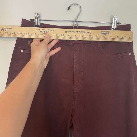 Judy Blue High Waist Tummy Control Wide Leg Crop Denim Jeans Size 15/32 Oxblood - Picture 4 of 12